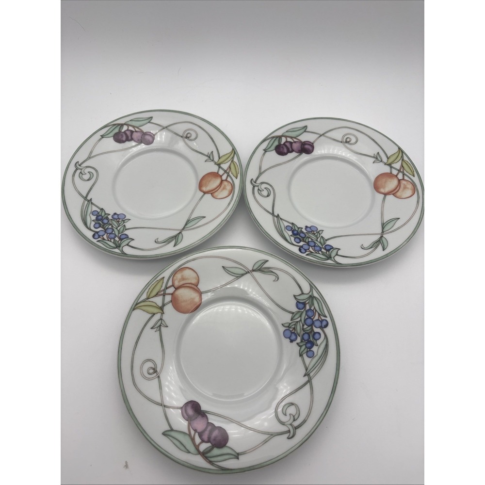 Lot Of 3 Dansk Umbrian Fruits 6 1/4" Saucers Portugal